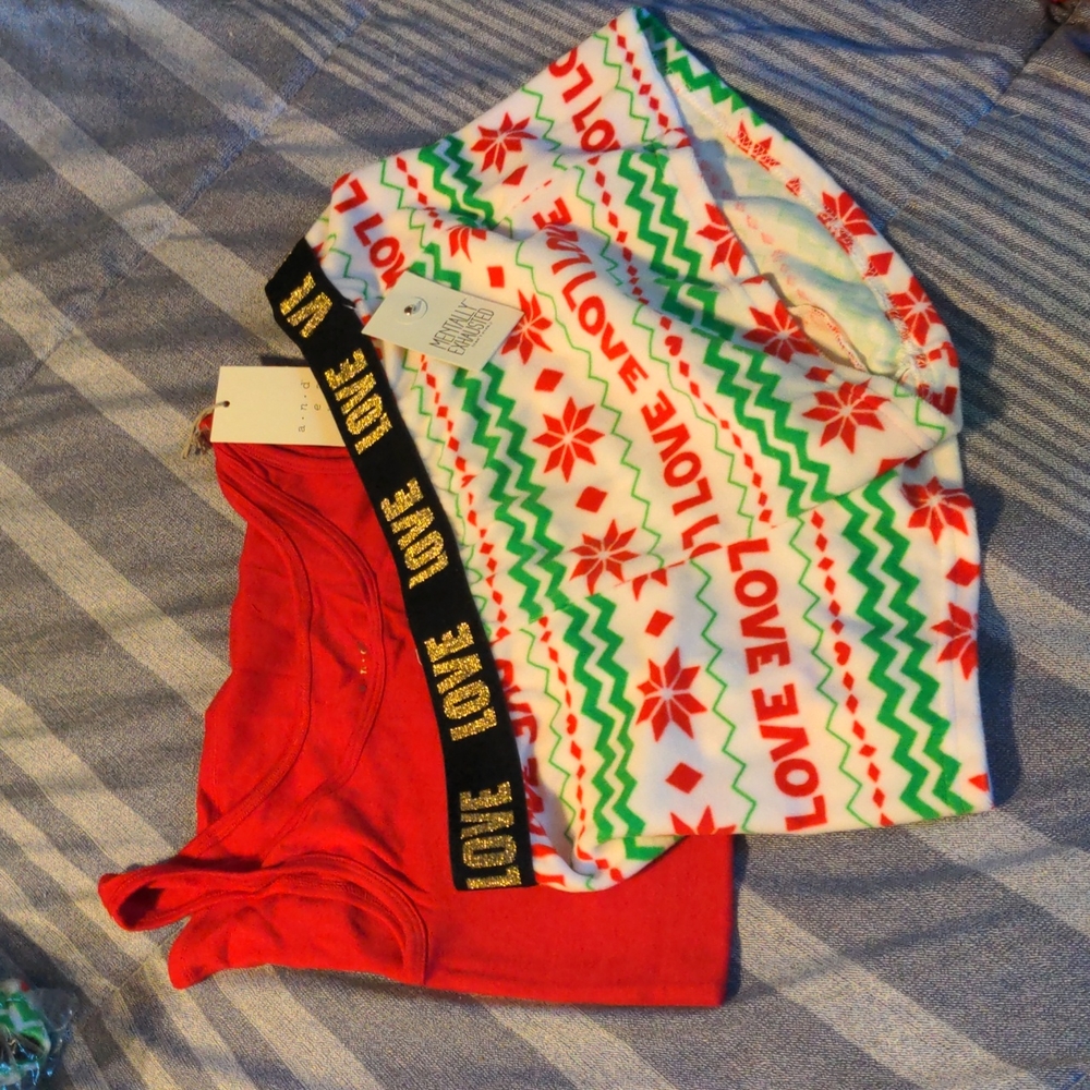 Fuzzy Boxer Shorts and Red Tank